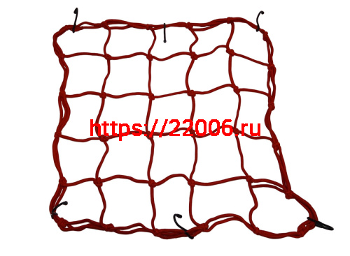 Сетка для крепления багажа красная (4мм, 40х40см) мет.крючки 57030, HF111126, RSCN-002