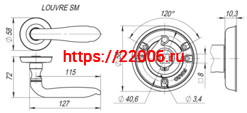 Ручка Fuaro (Фуаро) раздельная LOUVRE SM/HD AS-3 античное серебро фото 3