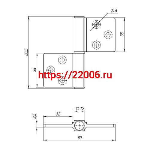 Петля Armadillo (Армадилло) универсальная флажковая FL.IN3800.US BL черный фото 3