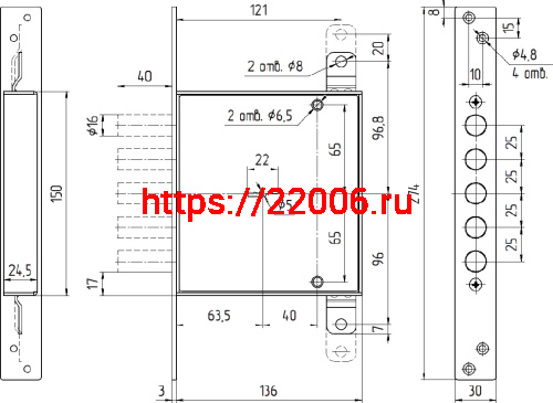 Замок Mettem (Меттэм) врезной сувальдный ЗВ8 140.1.0 с тягами, 5 кл. (ключ 80 мм) фото 2