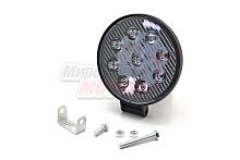 Фара светодиодная 27W 9 диодов SMD, 20мм круг. мет. корпус, дальний свет (Spot)