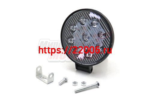 Фара светодиодная 27W 9 диодов SMD, 20мм круг. мет. корпус, дальний свет (Spot) Фара светодиодная 27W 9 диодов SMD, 20мм круг. мет. корпус, дальний свет (Spot)