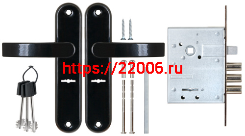 Замок Sam (Сам) врезной сувальдный с защёлкой в комплекте с ручкой ЗВ9-6/13 (черный глянец), 3 кл. /77305/ фото 4