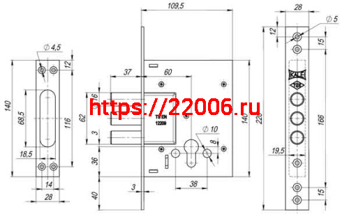 Корпус Kale kilit (Кале килит) врезного цилиндрового замка 257 w/b (тех. комплектация) фото 3 Корпус Kale kilit (Кале килит) врезного цилиндрового замка 257 w/b (тех. комплектация) фото 3