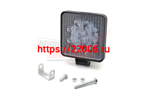 Фара светодиодная 27W 9 диодов SMD, 20мм квадрат. мет. корпус, ближний свет (Flood)