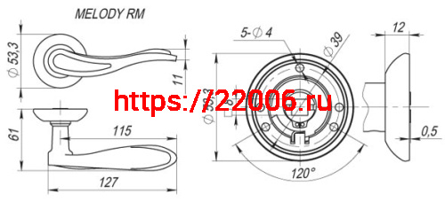 Ручка Fuaro (Фуаро) раздельная R.RM54.MELODY (MELODY RM) AB/GP-7 бронза/золото фото 4