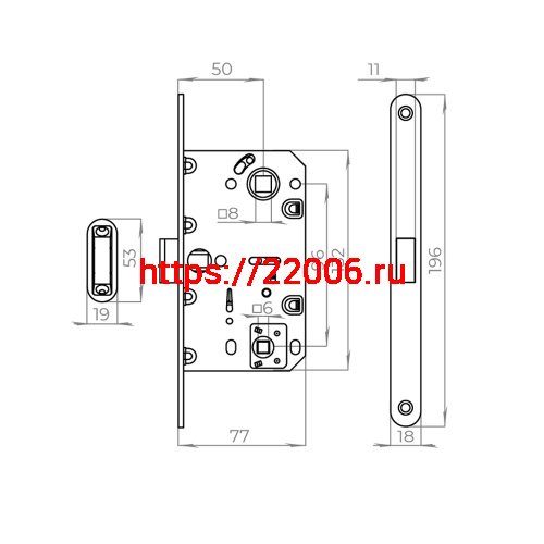 Защелка Ajax (Аякс) врезная MAGNLN96WC-50 (LN96WC-50) AB бронза фото 3