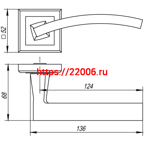 Ручка Punto (Пунто) раздельная K.QL52.NAVY (NAVY QL) SN/CP-3 матовый никель/хром фото 3