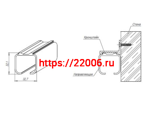 Верхняя Punto (Пунто) направляющая Soft LINE 45/55/1,5/2000 track (2м) фото 2 Верхняя Punto (Пунто) направляющая Soft LINE 45/55/1,5/2000 track (2м) фото 2