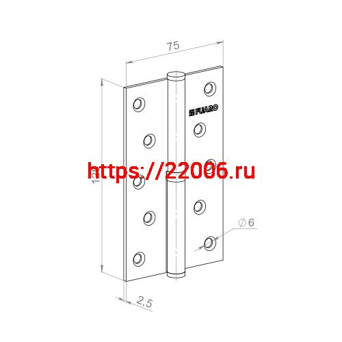 Петля Fuaro (Фуаро) съемная IN5430SL AB левая (413-5 125x75x2,5) бронза фото 2 Петля Fuaro (Фуаро) съемная IN5430SL AB левая (413-5 125x75x2,5) бронза фото 2