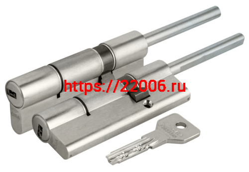 Цилиндровый механизм Cisa (Чиза) под вертушку (дл. шток) ASIX OE307-87.12 (90 мм/55+10+25), НИКЕЛЬ