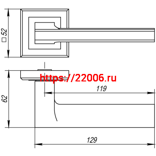 Ручка Punto (Пунто) раздельная K.QL52.VECTOR (VECTOR QL) SSC-16 сатинированный хром фото 3