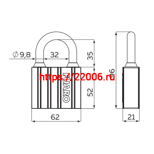 Замок Fuaro (Фуаро) навесной PL-UNI-0463 3key фото 2