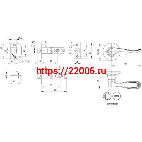 Ручка Punto (Пунто) защелка DK630 SN-BK (6030 SN-B) (фик.) мат.никель фото 3 Ручка Punto (Пунто) защелка DK630 SN-BK (6030 SN-B) (фик.) мат.никель фото 3