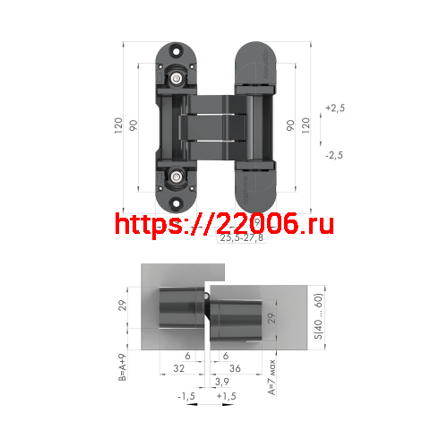Петля Armadillo (Армадилло) скрытой установки U3D8000.VPG SG мат. золото TECH фото 2 Петля Armadillo (Армадилло) скрытой установки U3D8000.VPG SG мат. золото TECH фото 2