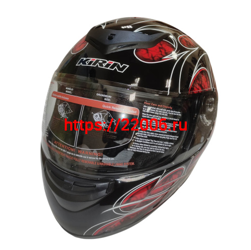 Шлем интеграл KIRIN K-22, черный, черн-крас матовый, черн-крас, размер XL фото 6 Шлем интеграл KIRIN K-22, черный, черн-крас матовый, черн-крас, размер XL фото 6