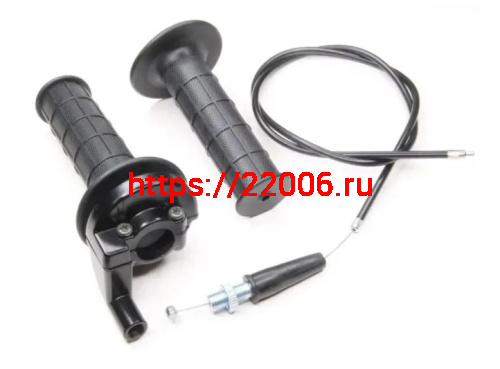 Ручки руля газа в сборе универсальная с грипсами и корпусом + трос L-1000 Ручки руля газа в сборе универсальная с грипсами и корпусом + трос L-1000