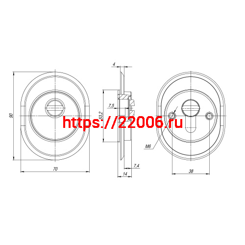 Накладка Fuaro (Фуаро) на цилиндр DEF.CRE-al/OV.9713 (A-9713) CP хром фото 2