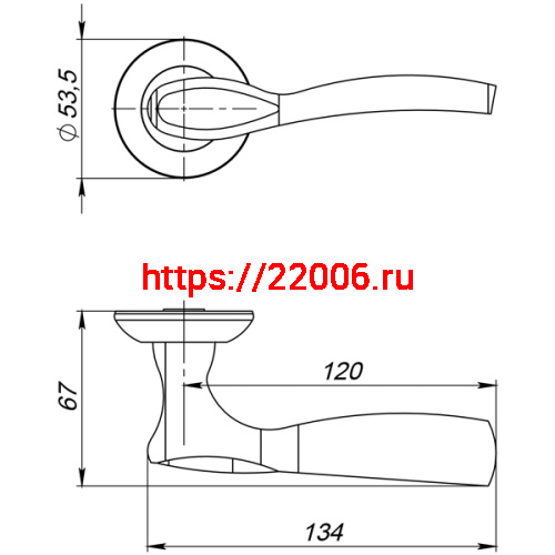 Ручка Ajax (Аякс) раздельная R.JR54.SILVA (SILVA JR) SN/CP-3 матовый никель/хром фото 3