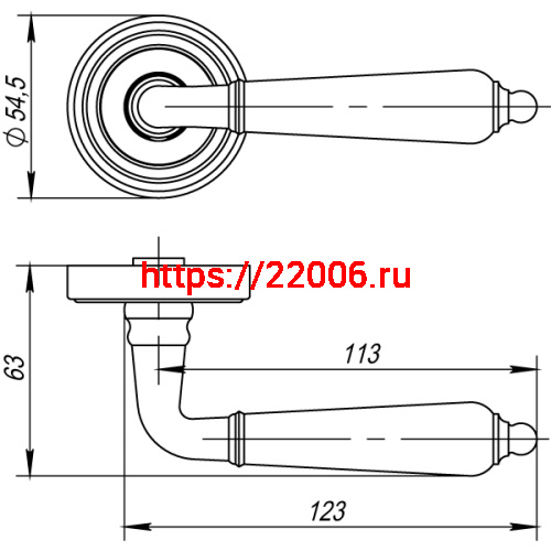 Ручка Punto (Пунто) раздельная LIBRETTO ML/HD SN/CP-3 матовый никель/хром фото 3