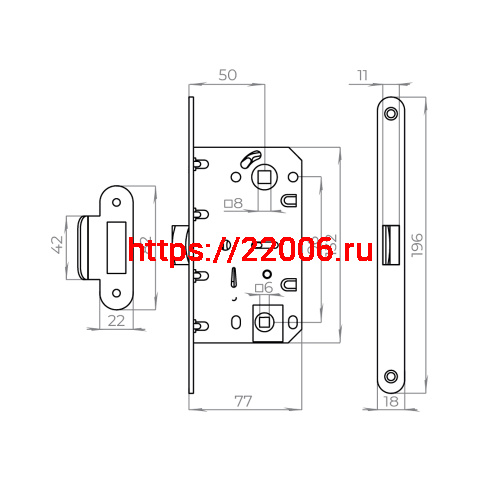Защелка Ajax (Аякс) врезная PLASTLP96WC-50 BL черный фото 3