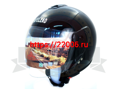 Шлем открытый "Safelead" HF-217"колобки с доп. стеклом" deep синий, красный черный, размер S