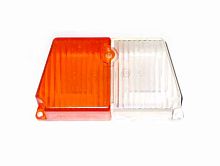 Стекло переднего фонаря коляски Урал (белый и желтый)