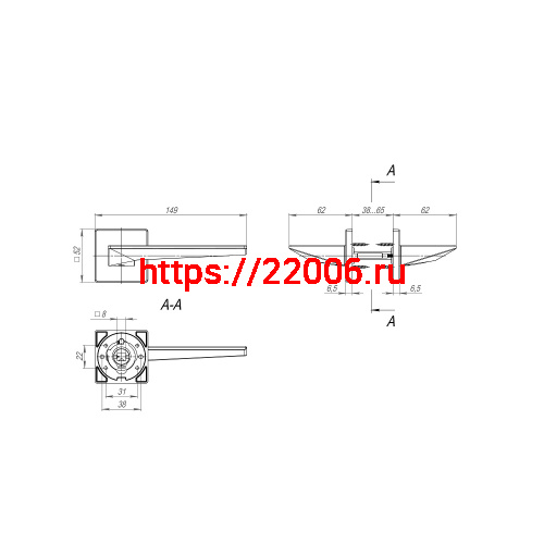 Ручка Fuaro (Фуаро) раздельная K.SL52.PHANTOM (PHANTOM SL) GR-23 графит фото 3