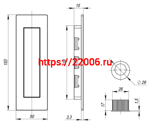 Ручка Armadillo (Армадилло) для раздвижных дверей SH.URB153.010 FSG флор.золото фото 4