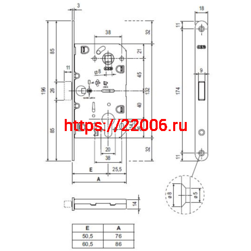 Корпус AGB (АГБ) замка магнит. под цил. MEDIANA POLARIS B06103.50.93.567 с отв. планк B02402.05 (черный) фото 2