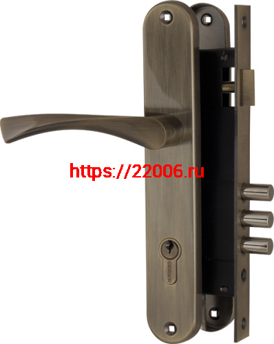 Замок цилиндровый Fuaro (Фуаро) с в комплекте с ручкой LOCKSET.9011 (SET F9011) AB бронза