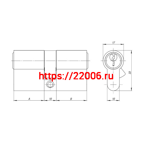 Цилиндровый Ajax (Аякс) механизм (AZ100/90) AZ1000Key90 (40+10+40) CP хром фото 3