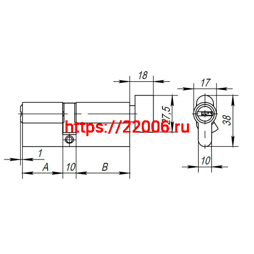 Цилиндровый Ajax (Аякс) механизм (AX202/70) AX2002Knob70 (30+10+30) CP хром с вертушкой фото 3 Цилиндровый Ajax (Аякс) механизм (AX202/70) AX2002Knob70 (30+10+30) CP хром с вертушкой фото 3