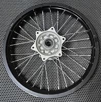 Диск колеса задний стальной на спицах 2,15 - 18", хром, дисковый тормоз ось 25 мм KAYO T4,T5,T6