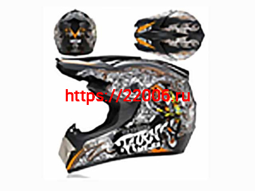 Мотошлем VIRTUE MD-905 Кросс черный с оранжевым граффити (L)