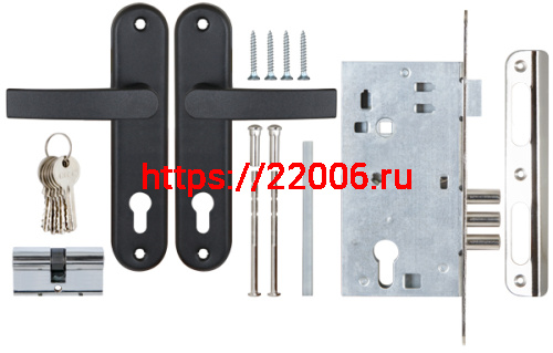 Замок Sam (Сам) врезной цилиндровый с защёлкой в комплекте с ручкой ЗВ4-3 (черный муар), 5 кл. /78401/ фото 4 Замок Sam (Сам) врезной цилиндровый с защёлкой в комплекте с ручкой ЗВ4-3 (черный муар), 5 кл. /78401/ фото 4