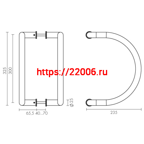 Ручка-скоба Fuaro (Фуаро) PH-27-25/300 INOX 304 фото 3 Ручка-скоба Fuaro (Фуаро) PH-27-25/300 INOX 304 фото 3