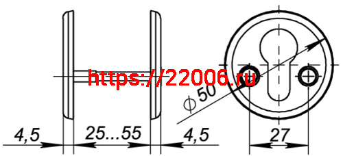 Декоративная Fuaro (Фуаро) накладка ESC-С-001-SN цилиндровая (матовый никель) фото 4 Декоративная Fuaro (Фуаро) накладка ESC-С-001-SN цилиндровая (матовый никель) фото 4