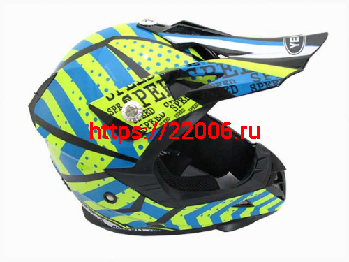 Мотошлем YM-915 черно-сине-желтый полосатый (M) Мотошлем YM-915 черно-сине-желтый полосатый (M)