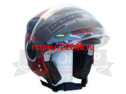 Шлем открытый "Safelead" HF-256 "колобки с доп. стеклом" красный L фото 3 Шлем открытый "Safelead" HF-256 "колобки с доп. стеклом" красный L фото 3