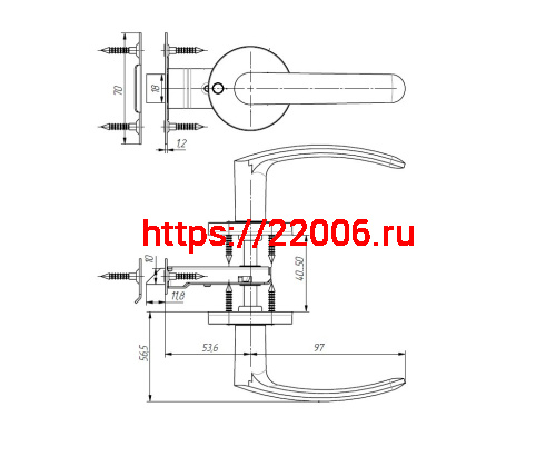 Защелка Zenit (Зенит) ЗЩ2 (медь) фото 2 Защелка Zenit (Зенит) ЗЩ2 (медь) фото 2