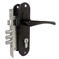 Замок Absolyute (Абсолют) врезной цилиндровый с защёлкой в комплекте с ручкой ЗВ4-60/07 (медь антик), 4 кл.