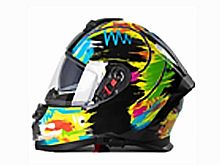 Мотошлем VIRTUE MD-820 закрытый с визором черный с разноцветным рисунком (L)