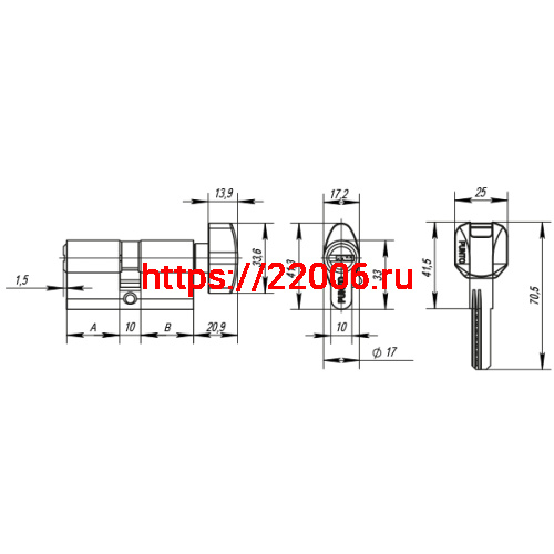 Цилиндровый Punto (Пунто) механизм MaxPro7002Knob90mm(30+10+50) SN никель 7key с вертушкой фото 3 Цилиндровый Punto (Пунто) механизм MaxPro7002Knob90mm(30+10+50) SN никель 7key с вертушкой фото 3