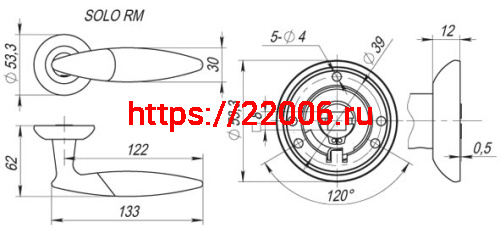 Ручка Fuaro (Фуаро) раздельная R.RM54.SOLO (SOLO RM) SN/CP-3 матовый никель/хром фото 3