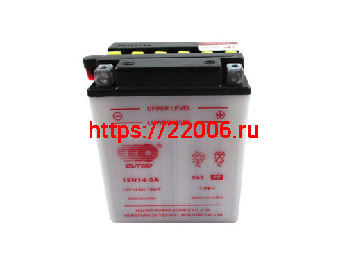 Аккумулятор OUTDO DC 12N14-3A (12v/14hr) сухозаряженный, с электролитом (134*89*166) 6 Аккумулятор OUTDO DC 12N14-3A (12v/14hr) сухозаряженный, с электролитом (134*89*166) 6