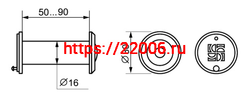 Глазок Fuaro (Фуаро) дверной, оптика пластик DV 3/90-50/Z (VIEWER 3 DVZ) CP хром фото 2