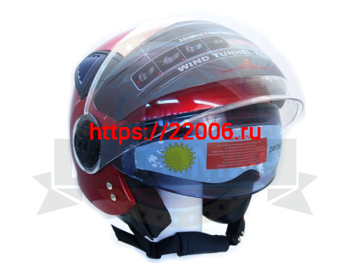 Шлем открытый "Safelead" HF-256 "колобки с доп. стеклом" красный L фото 2 Шлем открытый "Safelead" HF-256 "колобки с доп. стеклом" красный L фото 2