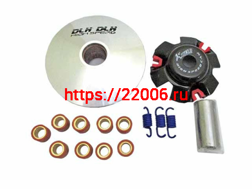 Вариатор спортивный DHL 157QMJ 150cc  в сб. (медно-граф. втулка, ролики латунь 9шт, палец, пружины)