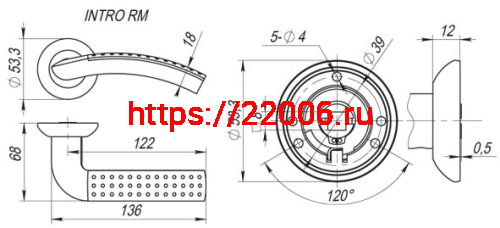Ручка Fuaro (Фуаро) раздельная R.RM54.INTRO (INTRO RM) SG/GP-4 мат.золото/золото фото 3